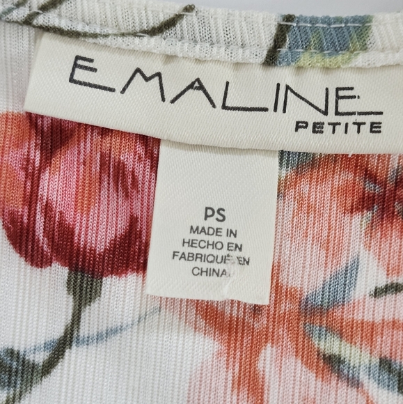 Emaline Petite Floral Print Button-Down Ruched Long Sleeved Blouse Size PS - Picture 5 of 10
